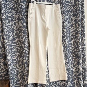 Ann Taylor Cream Button-Detail Trousers